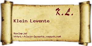 Klein Levente névjegykártya